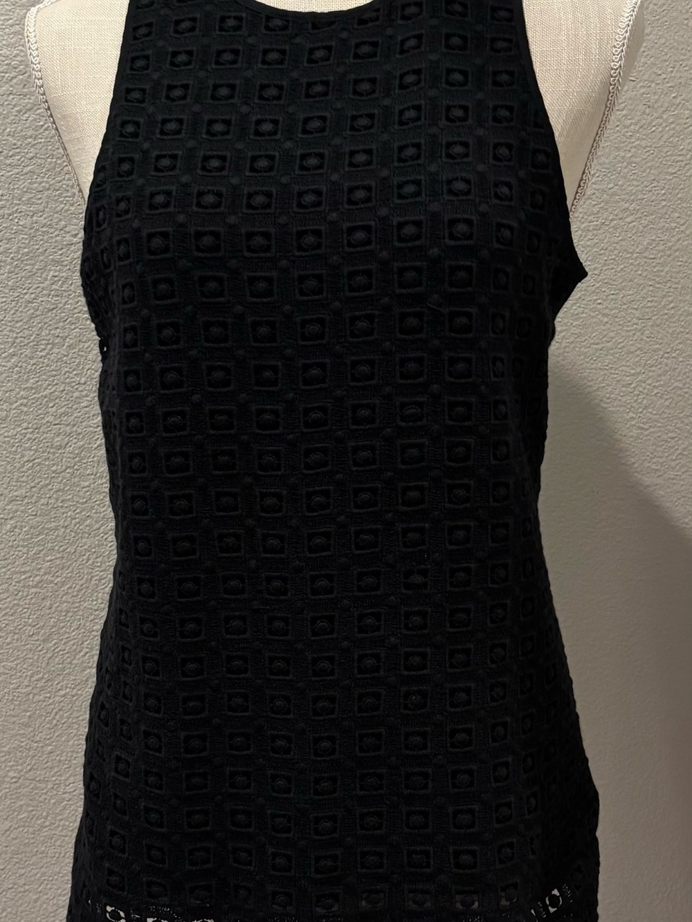 Pure cotton! Black Sleeveless Lace Overlay Tank Top brand “Ralph Lauren”